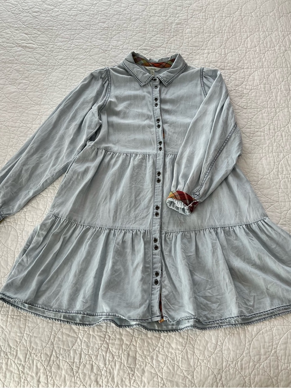 Matilda Jane Light Blue Tiered Chambray Shirt Dress Babydoll Western BohoChic - Picture 1 of 8